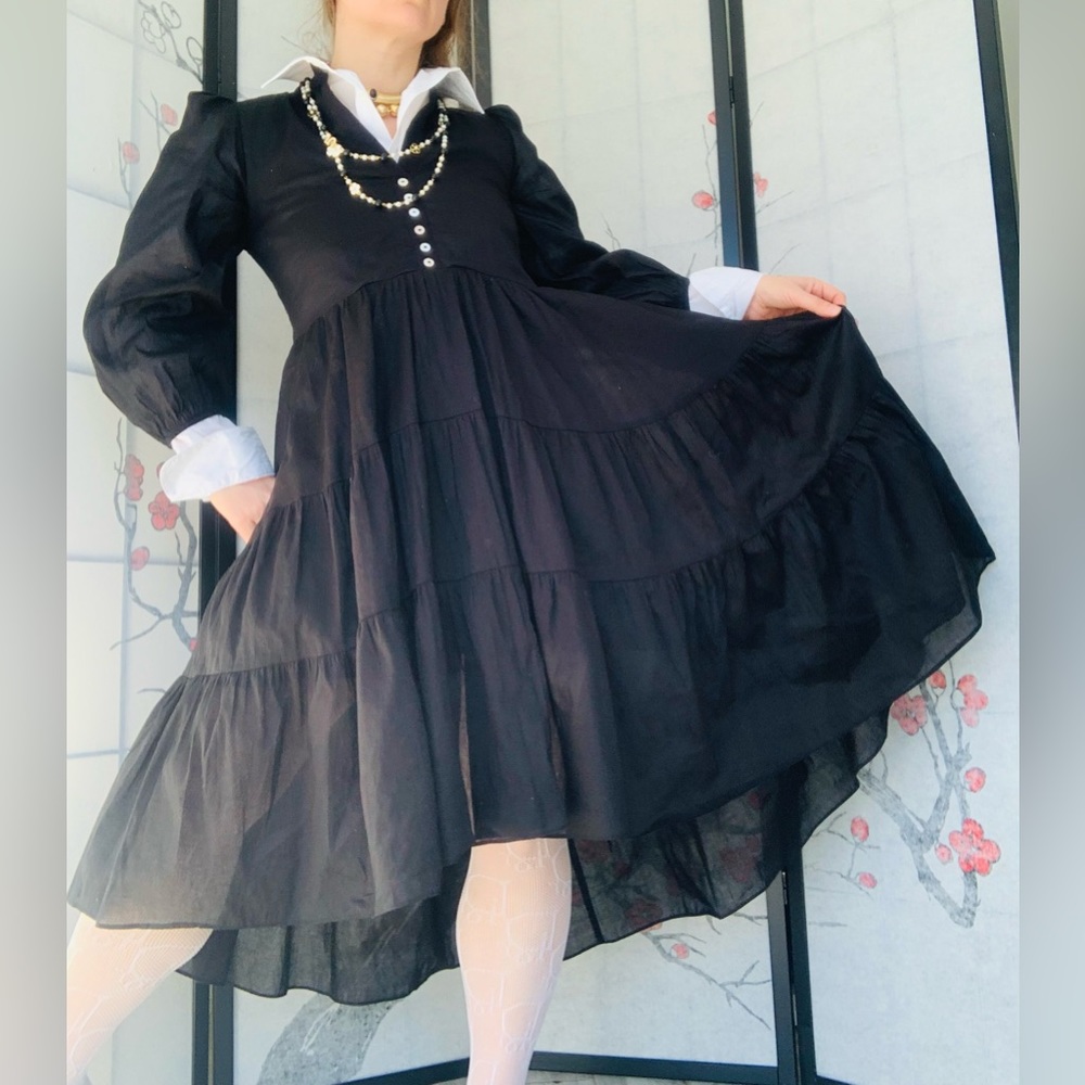 Olivaceous 🖤 NWT Bohemian Wednesday's Style Pitch Black Goth Dress